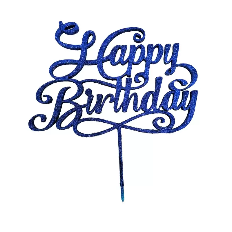 Cake Topper in Legno Happy Birthday blu 1952