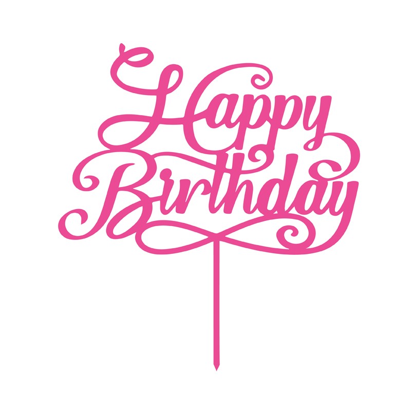 Cake Topper in Legno Happy Birthday Fucsia 1953