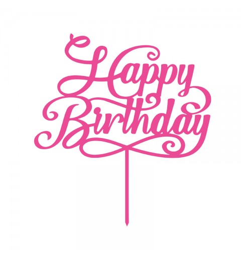 Cake Topper in Legno Happy Birthday Fucsia 1953