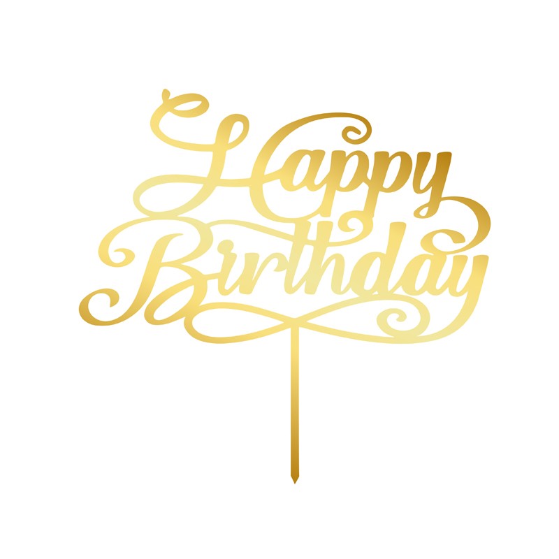 Cake Topper in Legno Happy Birthday oro 1949