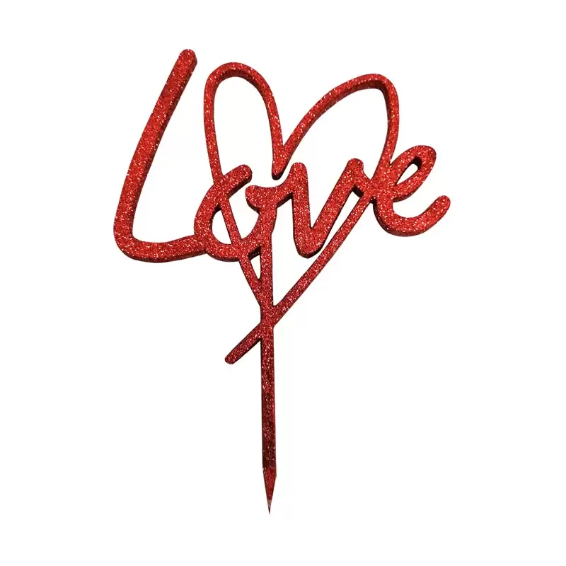 Cake Topper in Legno Love Cuore Rosso (1picks) 1966