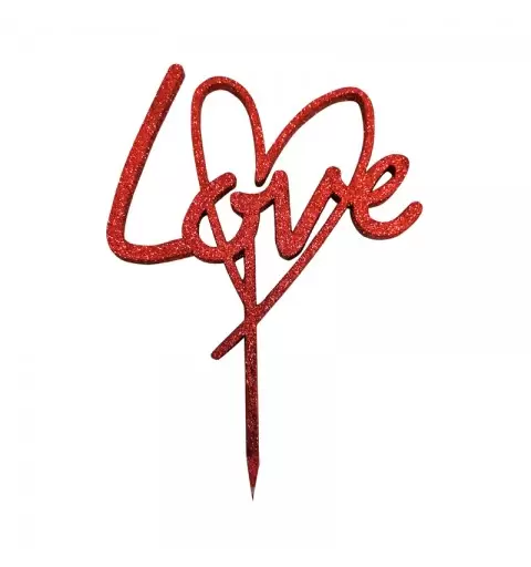 Cake Topper in Legno Love Cuore Rosso (1picks) 1966