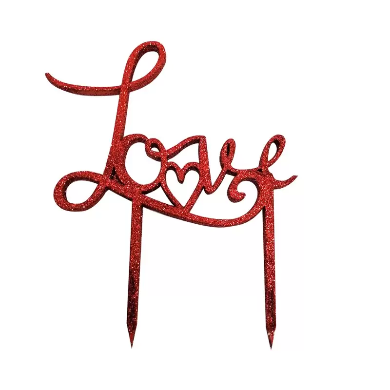 Cake Topper in Legno Love Cuore Rosso (2picks) 1967