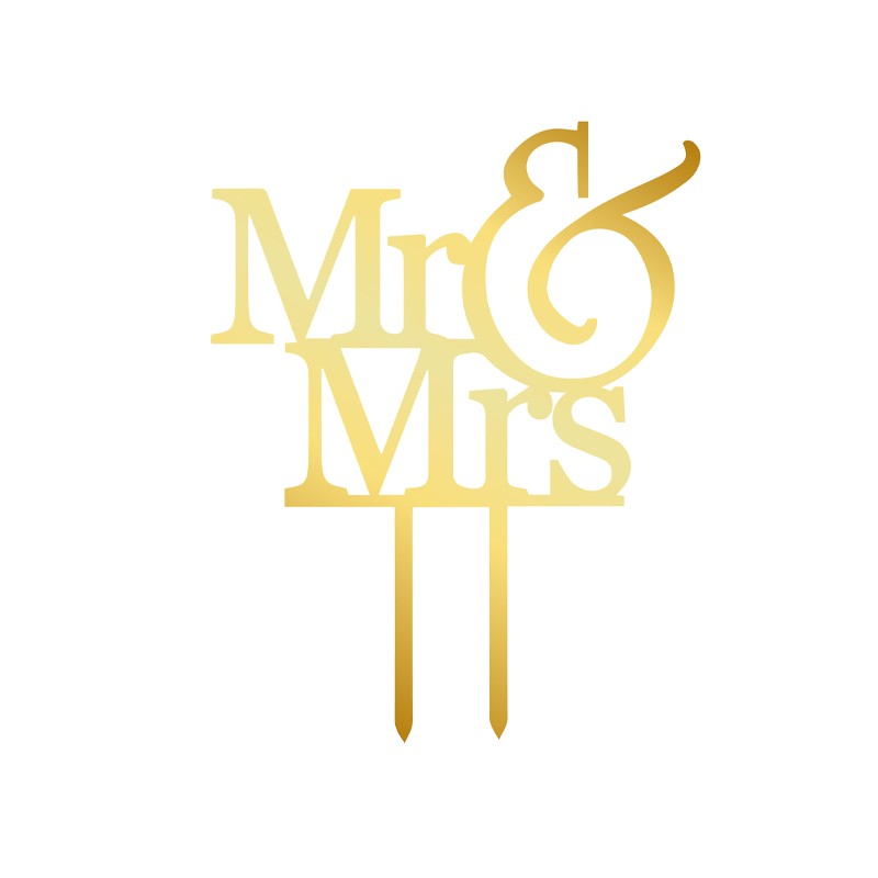 Cake Topper in Legno Mr & Mrs oro 1931