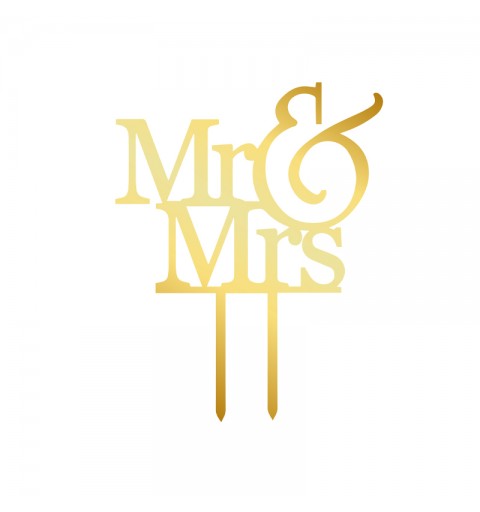 Cake Topper in Legno Mr & Mrs oro 1931
