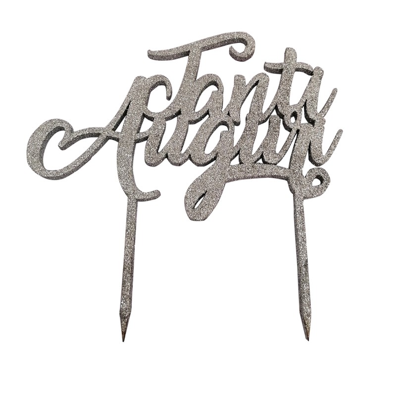Cake Topper in Legno Tanti Auguri Argento 1941