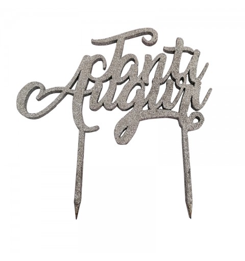 Cake Topper in Legno Tanti Auguri Argento 1941