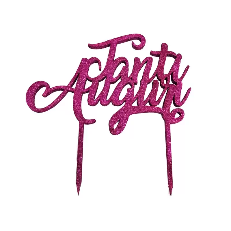 Cake Topper in Legno Tanti Auguri Fucsia 1943