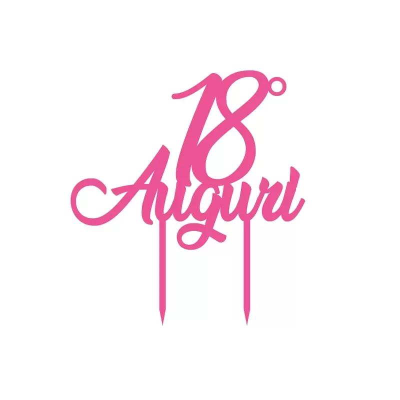 Cake Topper in Plexiglass 18° Auguri Fucsia  1pz 2012.