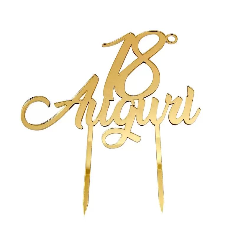 Cake Topper in Plexiglass 18° Auguri Oro 1pz 1987.