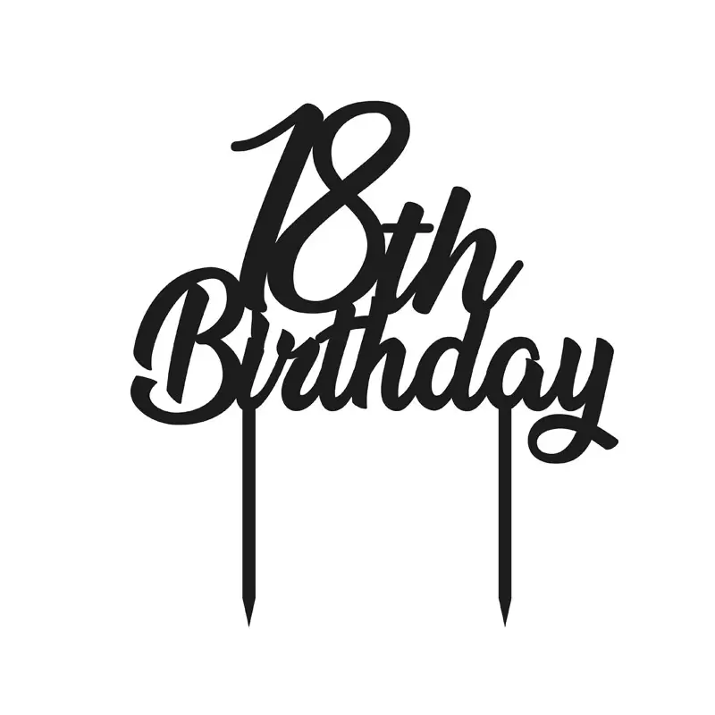 Cake Topper in Plexiglass 18th Birthdayi nero 1pz 2015.