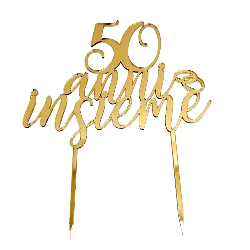 Cake Topper in Plexiglass 50 Anni insieme oro 1pz 1979.