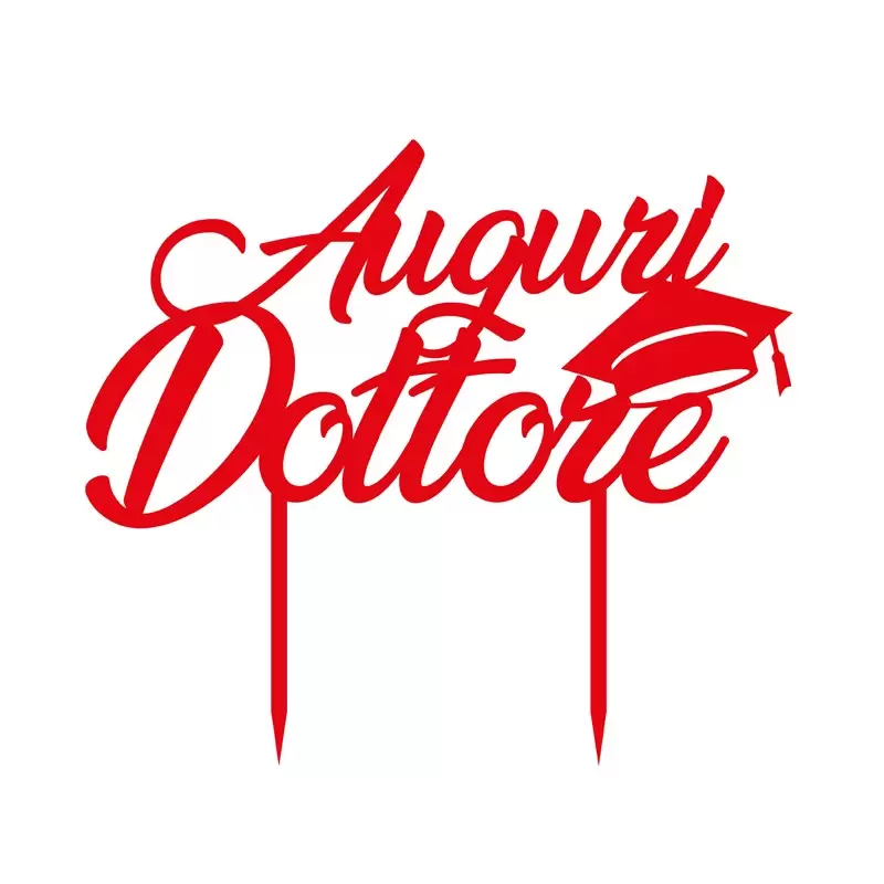 Cake Topper in Plexiglass Auguri Dottore Rosso 1pz 2002.