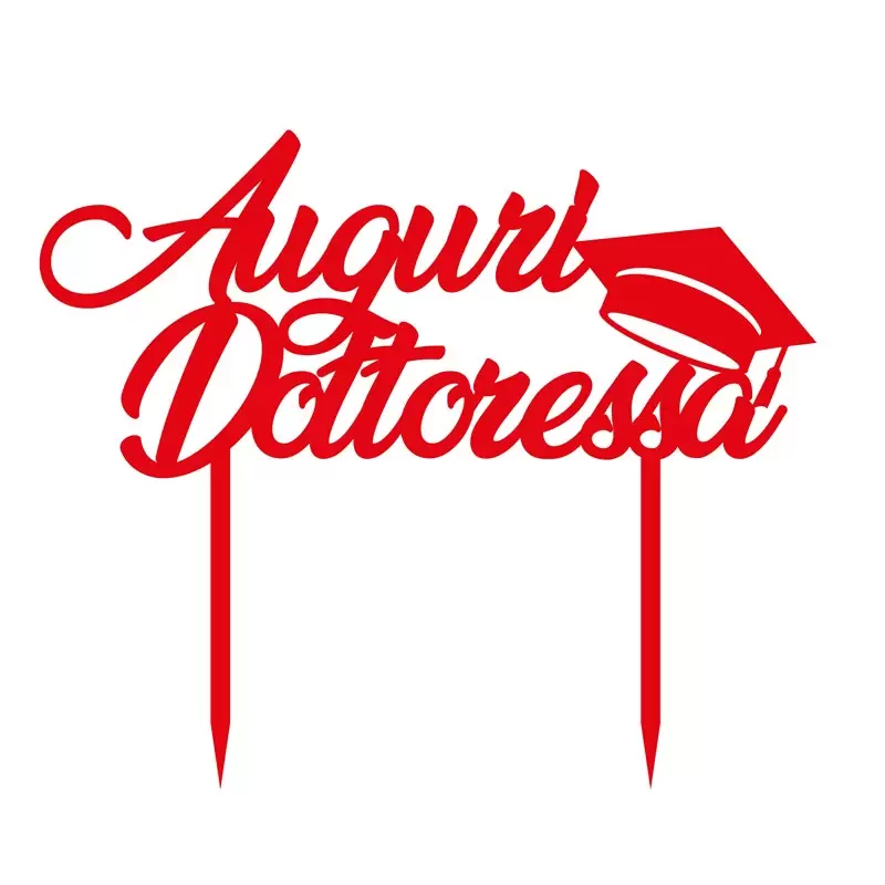 Cake Topper in Plexiglass Auguri Dottoressa  Rosso 1pz 2003.