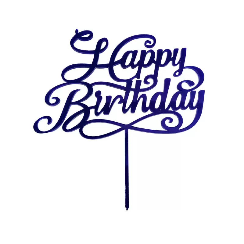 Cake Topper in Plexiglass Happy Birthday Blu 1pz 1986.