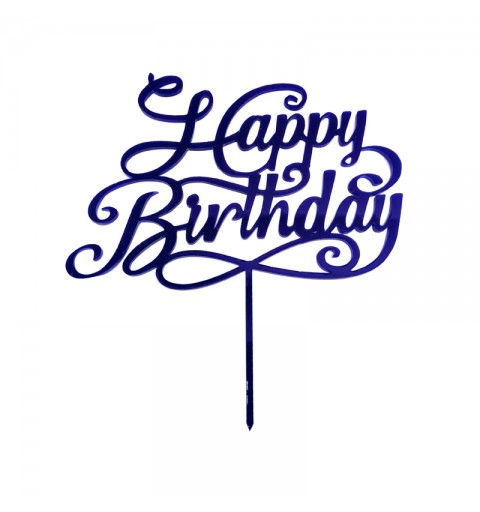 Cake Topper in Plexiglass Happy Birthday Blu 1pz 1986.