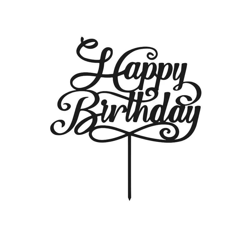 Cake Topper in Plexiglass Happy Birthday nero 1pz 2010.