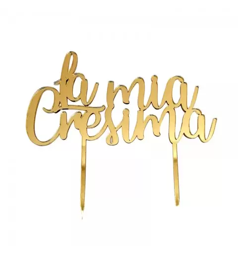 Cake Topper in Plexiglass La Mia Cresima oro 1pz 1975.