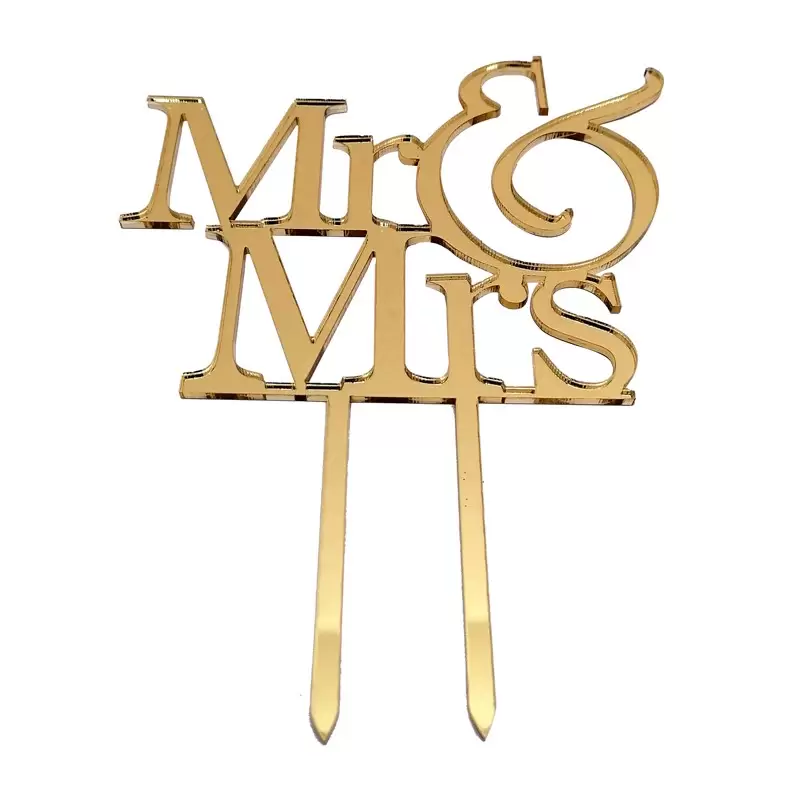 Cake Topper in Plexiglass Mr & Mrs oro 1pz 1976.