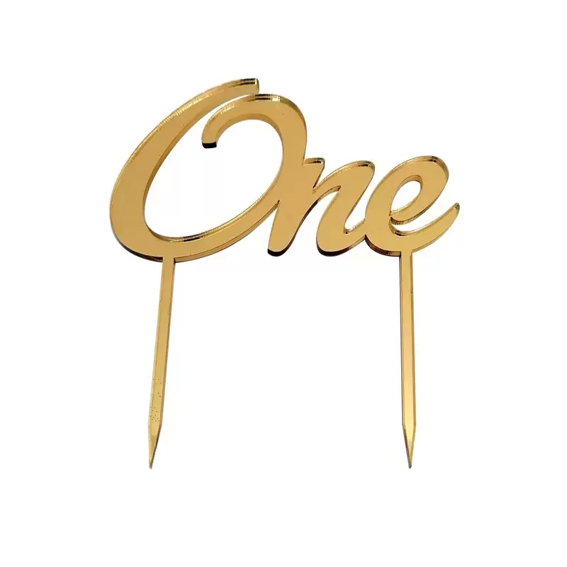 Cake Topper in Plexiglass One Oro 1pz 1990 (2picks).