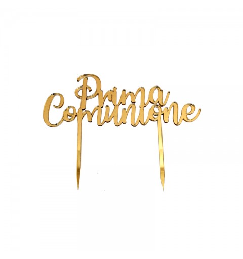 Cake Topper in Plexiglass Prima Comunione oro  1pz 1974.