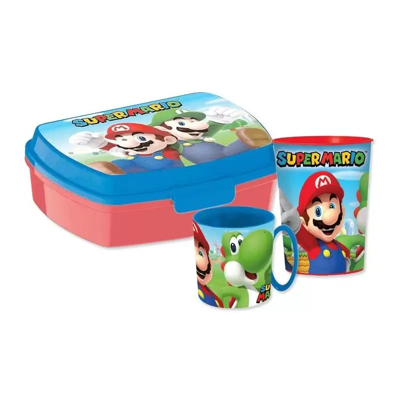 SET MERENDA SUPER MARIO - PORTA MERENDA, BICCHIERE E TAZZA