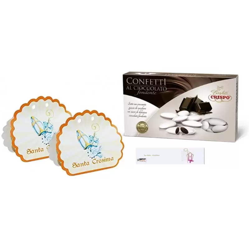 25 SCATOLINE VENTAGLIO CRESIMA CON CONFETTI CRISPO FONDENTI