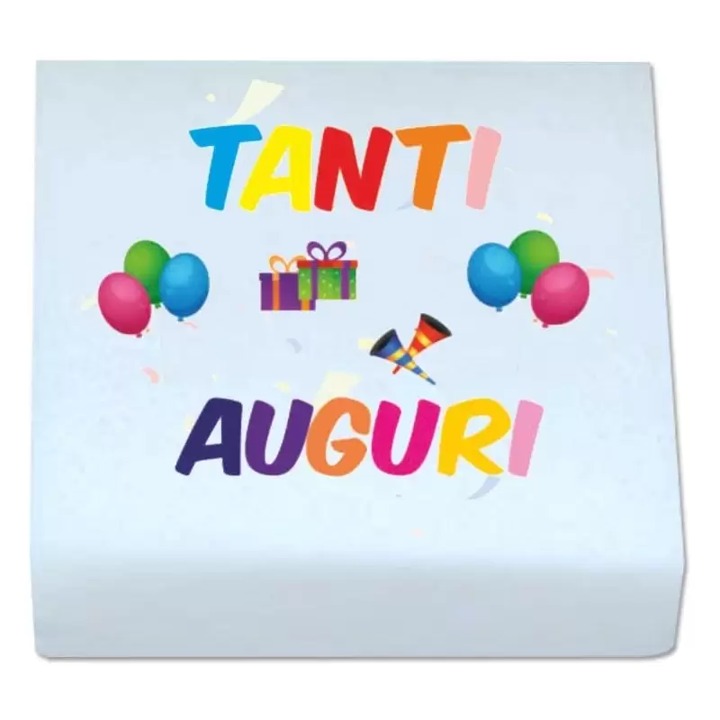 20 QUADRATINI MARSHMALLOW TANTI AUGURI MULTICOLOR