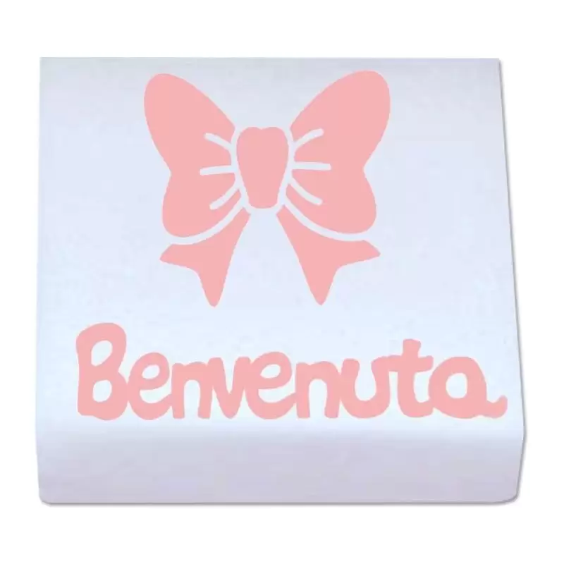 20 QUADRATINI MARSHMALLOW BENVENUTA FIOCCO ROSA