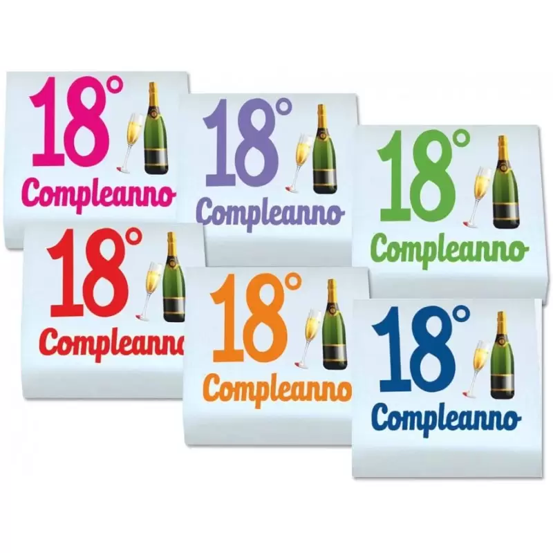 20 QUADRATINI MARSHMALLOW 18 ANNI MULTICOLOR