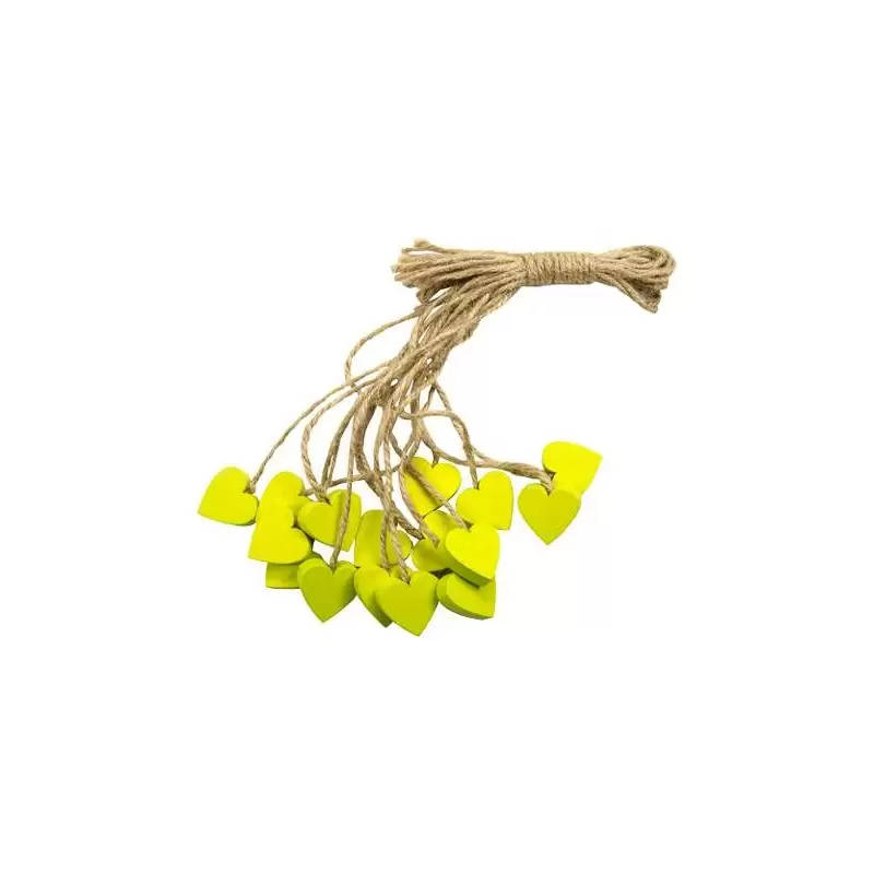 CUORE DI LEGNO VERDE MELA LIME CON CORDONCINO