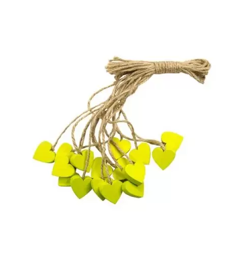 CUORE DI LEGNO VERDE MELA LIME CON CORDONCINO