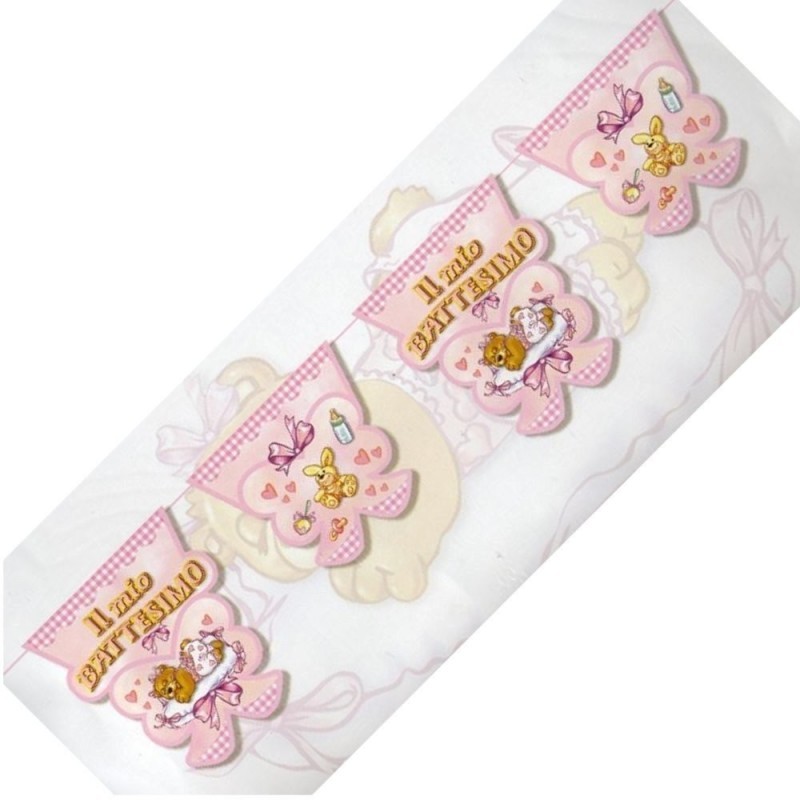 BATTESIMO ORSETTO BAMBINA ROSA COORDINATO KIT N 17