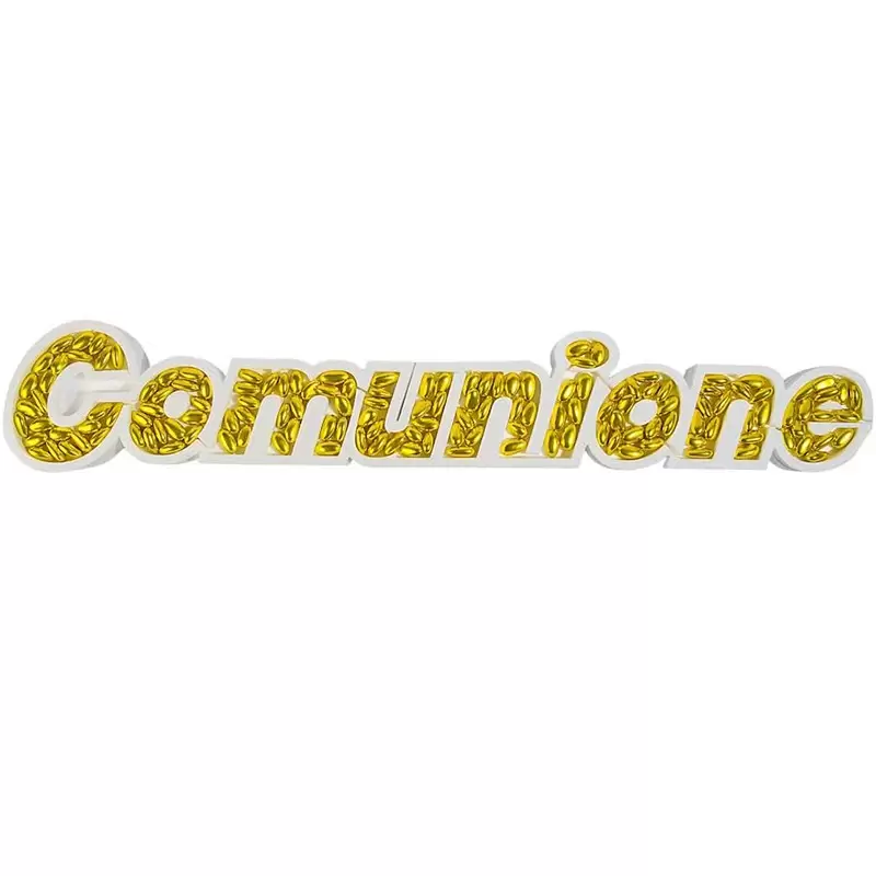 SCRITTA COMUNIONE DI POLISTIROLO PORTACONFETTI