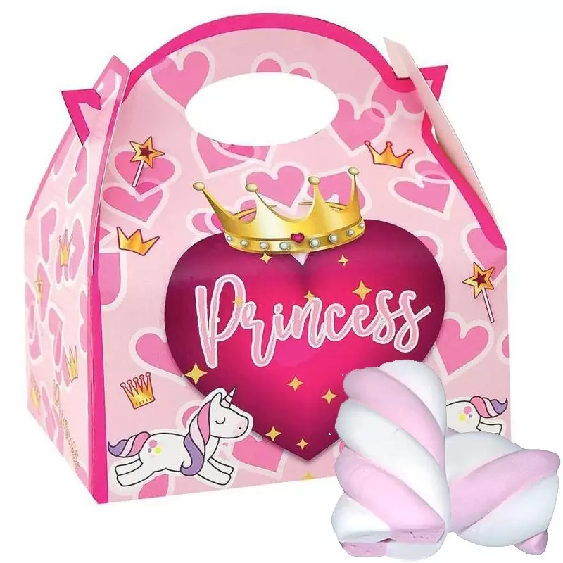 10 BOX PRINCIPESSE CON MARSHMALLOW TRECCIA ROSA