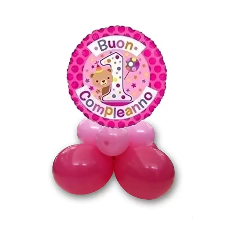 CENTROTAVOLA DI PALLONCINI 1 TEDDY ORSETTA ROSA