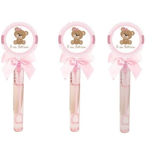 BOLLE DI SAPONE CUORE BATTESIMO ORSETTA ROSA - 24 PZ