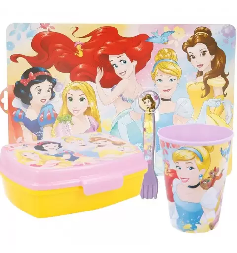 SET PRANZO PRINCIPESSE - TOVAGLIETTA PORTAMERENDA BICCHIERE E POSATE
