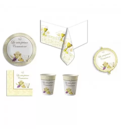 KIT N.10  - COORDINATO TAVOLA LA MIA PRIMA COMUNIONE + PALLONCINO FOIL