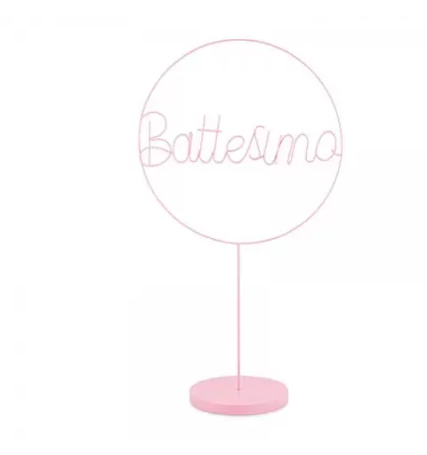 decorazione battesimo cerchio con  base rosa 400 x 720 mm - 28801
