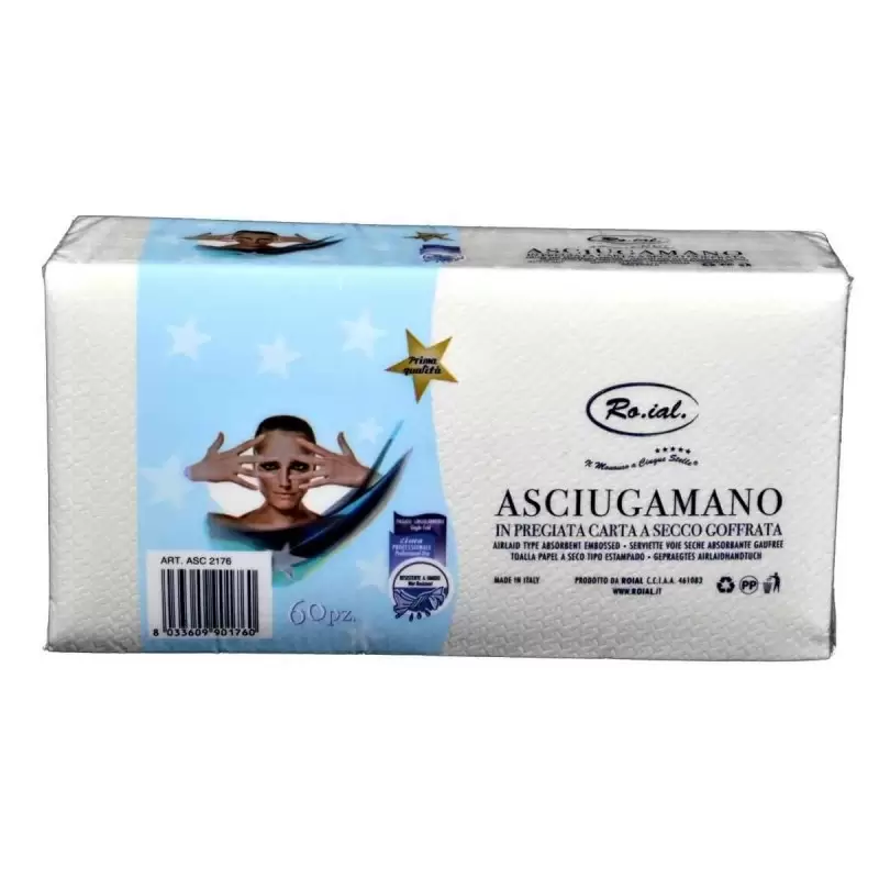 ASCIUGAMANO IN PREGIATA CARTA A SECCO GOFFRATA - 60 PZ