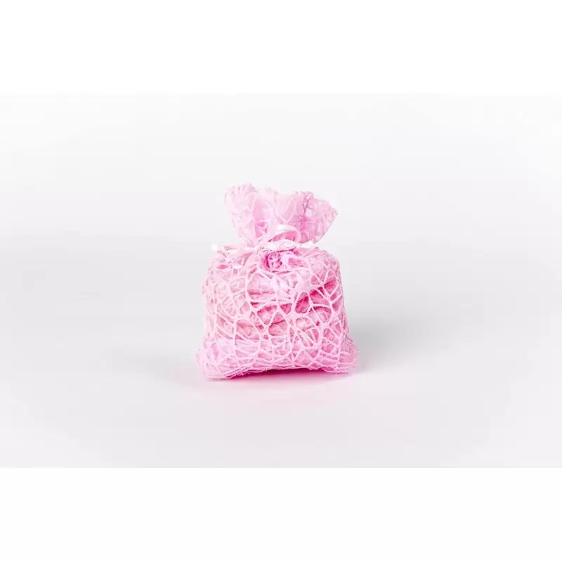 SACCHETTO ROSA DI RETE PORTACONFETTI