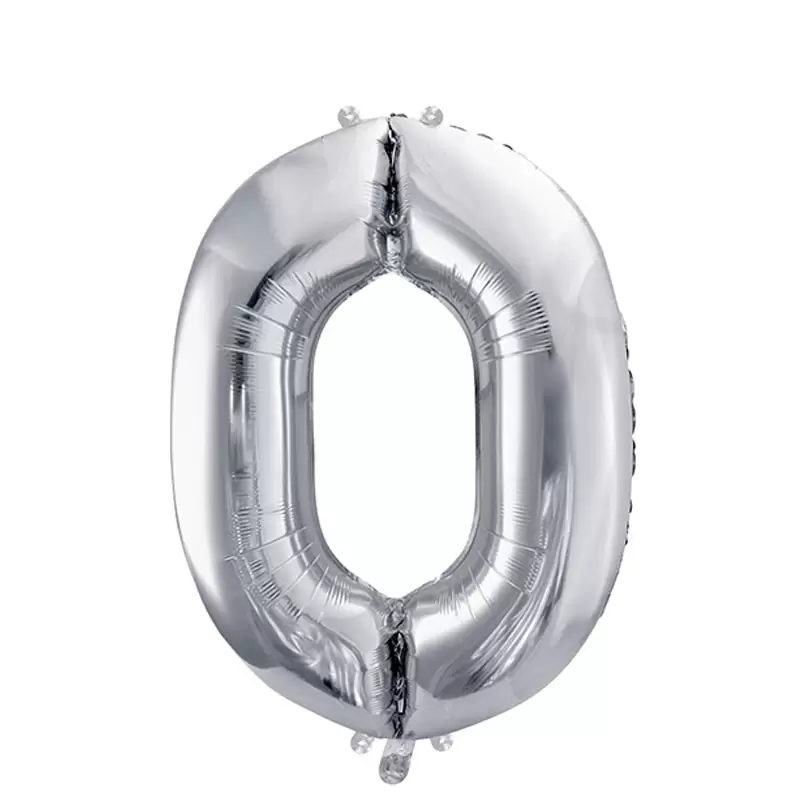 Palloncino Numero Foil Argento 0 86 cm FB1M-0-018