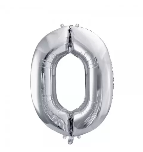 Palloncino Numero Foil Argento 0 86 cm FB1M-0-018