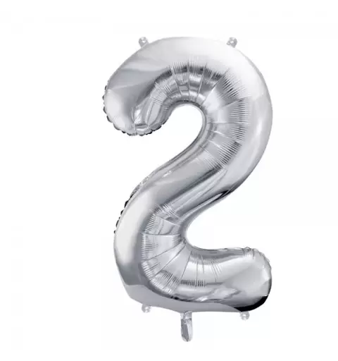 Palloncino Numero Foil Argento 2 86 cm FB1M-2-018