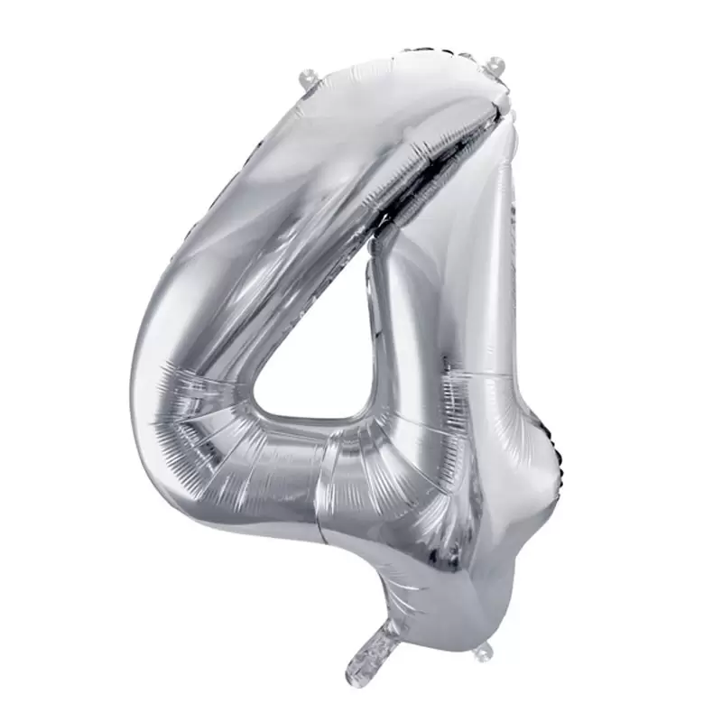 Palloncino Numero Foil Argento 4 86 cm FB1M-4-018