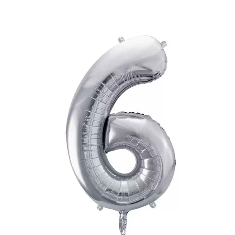 Palloncino Numero Foil Argento 6 86 cm FB1M-6-018