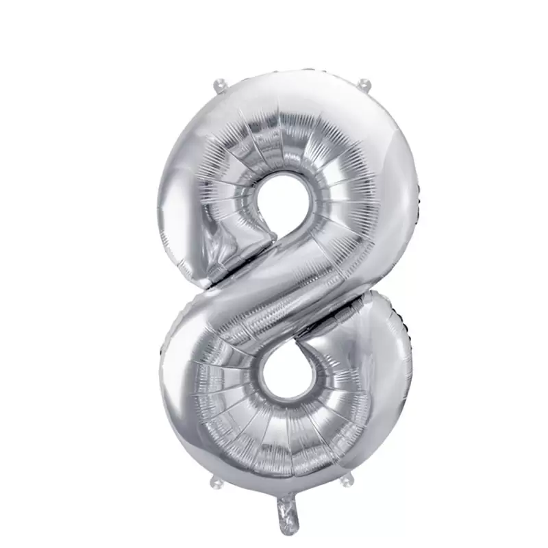 Palloncino Numero Foil Argento 8 86 cm FB1M-8-018