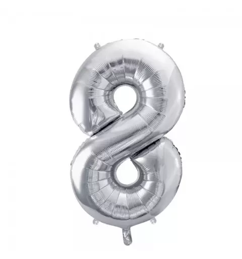Palloncino Numero Foil Argento 8 86 cm FB1M-8-018