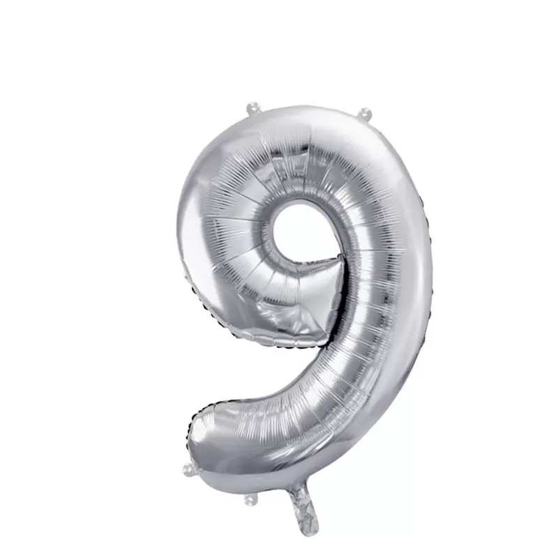 Palloncino Numero Foil Argento 9 86 cm FB1M-9-018